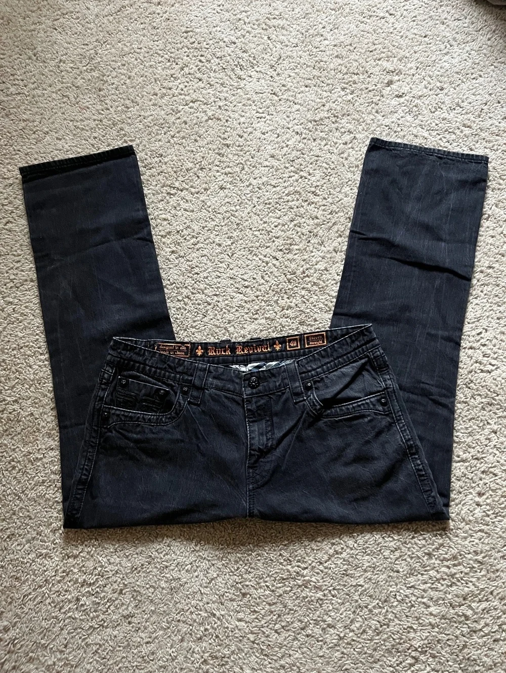 Rock Revival Steven Straight Grunge Black Jeans Size 40 Waist